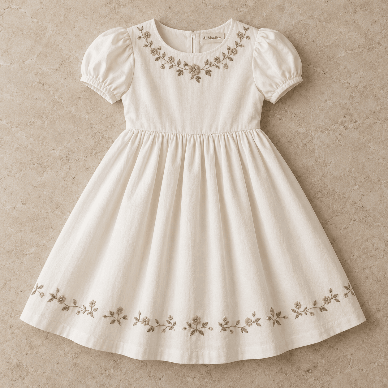 Al Moallem Ward Ivory Floral Girls Dress