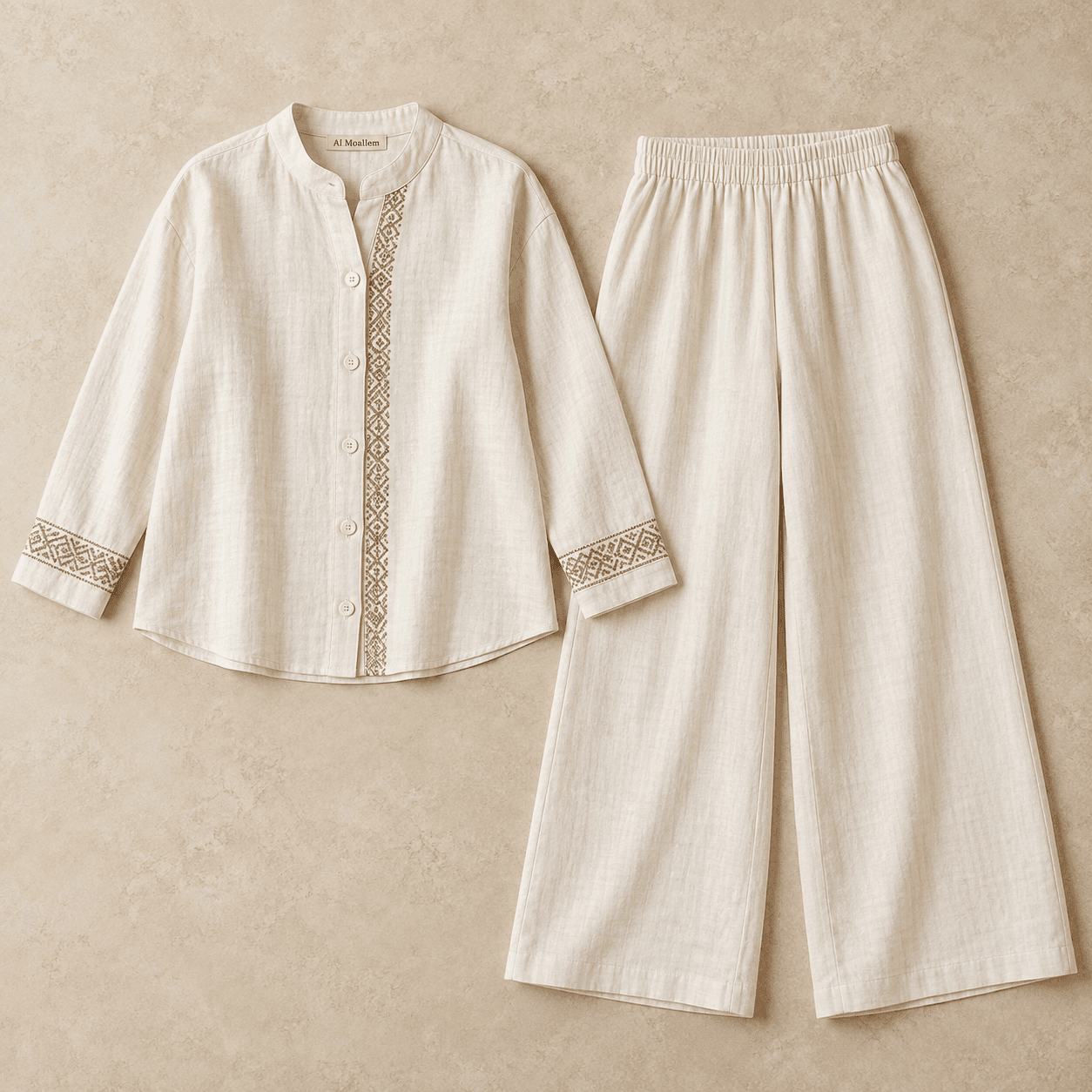 Al Moallem Asala Ivory Embroidered Set